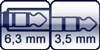 Klinkenbuchse 3p. 6,3 mm<br>Winkel-Klinke 3p. 3,5 mm