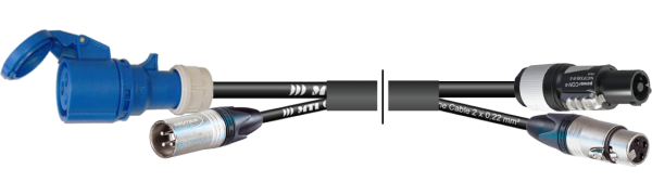 MTI Prof. Kombi-Core 1x CEE 3p.bl./1x XLR-male auf 1x FCB/1x XLR-fem.