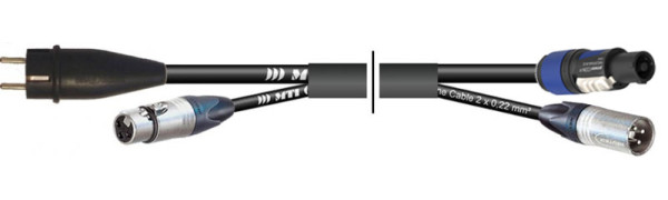 MTI Prof. DMX-Kombi-Core 1x Powercon bl./1x XLR-fem., 1x Schuko St.-VG/1x XLR-male