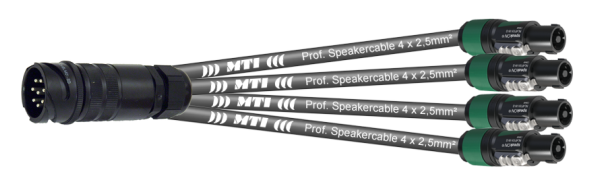 MTI LS-Breakout-Cable, 4x 2x2,5 mm², PACOM 8p.male o.Ü., 4x Speakon 4p., 5,0 m