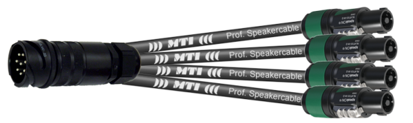 MTI LS-Breakout-Cable, 4x 2x2,5 mm², PACOM 8p.male o.Ü., 4x Speakon 4p., 5,0 m