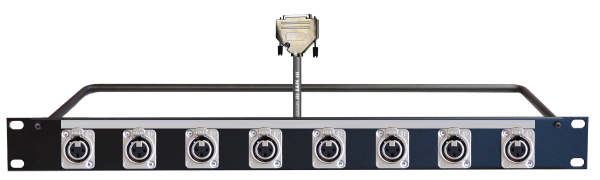 MTI 19''-1HE-Panel, 8x XLR-fem. 3p./D-Sub 25p. male, 8Ch., 2,0 m