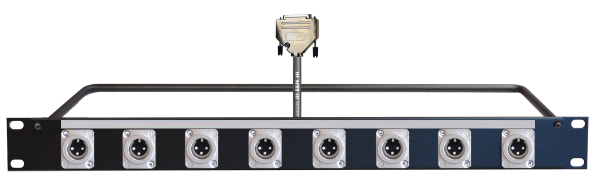 MTI 19''-1HE-Panel, 8x XLR-male 3p./D-Sub 25p. male, 8Ch., 2,0 m