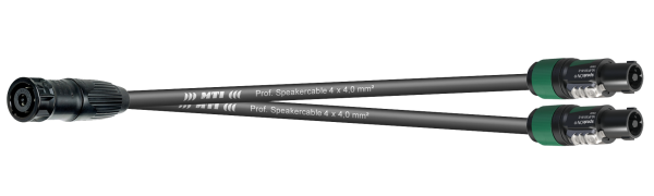 MTI LS-Breakout, 2x4,0 mm², Speakon, 1x 8p.fem. Metall sw./2x Kunstsoff male, 0,7 m