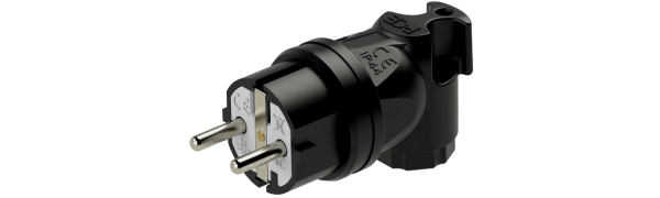 MTI-Winkel-Schuko-Stecker, Gummi, schwarz, 250 V, IP44