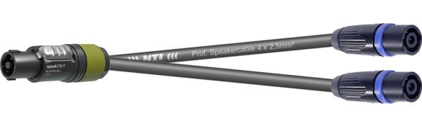 MTI LS-Y-Kanalsplit, Speakon Kunststoff XXL-4/Metall sw., 4x2,5mm², 0,25 m