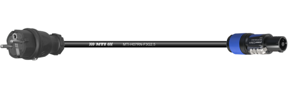 Zuleitung, Schuko St. Vollgummi/Powercon bl., 3x 2,5 mm²
