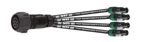 MTI LS-Breakout-Cable, 4x 2x2,5 mm², PACOM 8p.female m.Ü., 4x Speakon 4p., 0,7 m