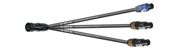 MTI LS-Breakout, 4x 2x2,5mm², Speakon 8p.fem. Metall sw./1x NL4FX,2x NL2FX, 1,0 m