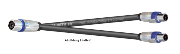 MTI Speakon Y-Adapter, Metall, 2x4x2,5mm², 4pol. male/2x 4p. fem. 0,5 m