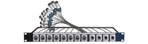 MTI 19''-1HE-Panel, 8x XLR-fem./4x male 3p. , 12Ch., 2,0 m