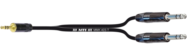 Y-Cable, Neutrik Mini-Kl. 3p./2x -Klinke 3p. 6,3 mm, sw.
