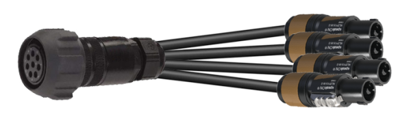 MTI LS-Breakout-Cable, 4x 2x 4,0 mm², PACOM 8p.fem. m.Ü., 4x Speakon 2p., 1,5 m