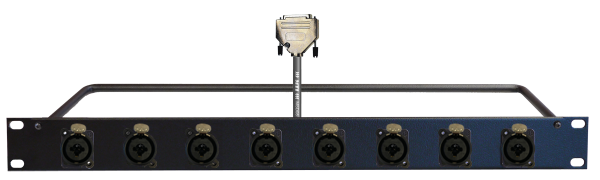 MTI Prof.1 HE-19'' AES/EBU-panel, XLR/Kl. 3p. Einbbu., Sub-D 25p.male, 1,0 m