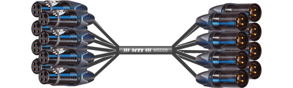 MTI First Class Analog-Loom, XLR-fem./male 3p. Goldkte., 8Ch., Gewebe/Dymo