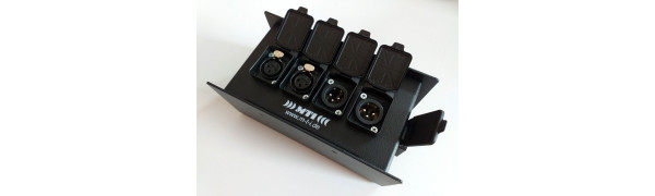 MTI ETHERNET/DMX-Splitbox Neutrik CAT5e/ 2x XLR-3p. fem./male, schwarz