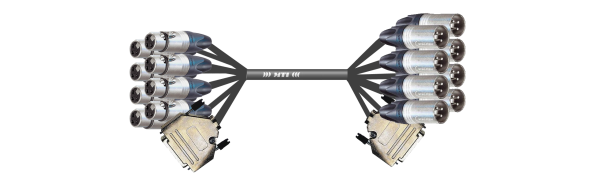 MTI Prof. Analog-Loom, 2x Sub-D male - 8x XLR-fem./8x male 3p., 2x 8 Ch., 4,5 m