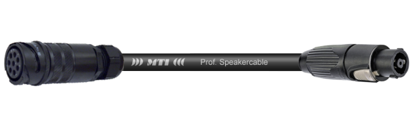 MTI LS-Cable, 8x 4,0 mm², PACOM 8p. fem. o. Ü., 1x Metall-Speakon sw. 8p., 0,7 m