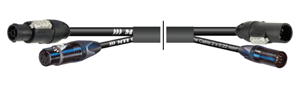 MTI DMX-Kombi-Core Powercon True1-TOP-FM/XLR 5p.-fem./male, sw., 1,0 m