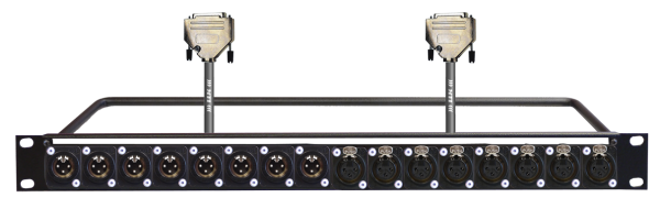 MTI 19''-1HE-Panel, 8x XLR-fem./male 3p.BAG/2x D-Sub 25p. male, 2x 8Ch., 1,0 m