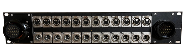 19''-2 HE-Panel, 12x XLR-fem./12x XLR-male, TL37 fem./ male, parallel In/Out