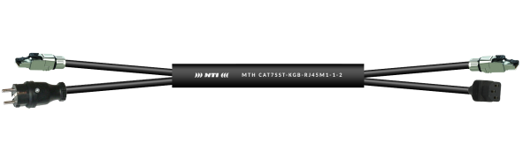 MTI CAT7 2x RJ45M-Schuko-St. Gummi/RJ45M-Kaltger.-Kupplg.. 3x 1,5 mm², 10 m