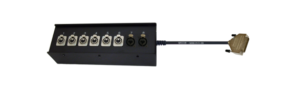 Studio Stagebox, 6/2 Ch., XLR-fem./ Kl./XLR-Combi-Einbbu.3p., SUB-D 25pol. male, 5,0 m