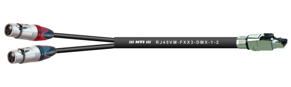 MTI ETHERNET/RJ45-male Vollmetall auf 2x Neutrik XLR-3p. female, 0,3 m