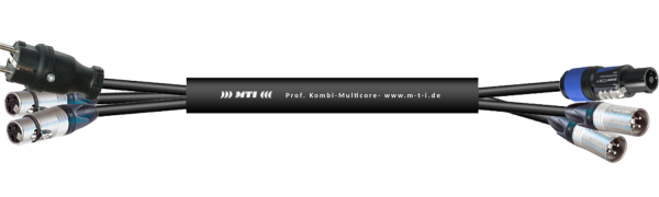 MTI Prof. Kombi-Core 1x Powercon bl./2x XLR-male auf 1x Schuko St.-VG/2x XLR-fem., 10,0 m