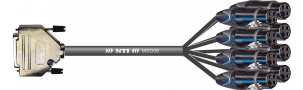 MTI First Class Analog-Loom, D-Sub-male 25p./XLR-fem. 3p., schwarz, 8Ch.