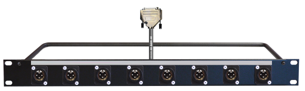 MTI Prof.1 HE-19'' Analog-Panel, 8x XLR-male 3p. Einb.Stecker,1x Sub-D 25p., 2,0 m