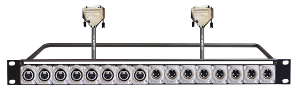 MTI 19''-1HE-Panel, 8x XLR-fem. - 8x XLR-male 3p., 2x 8Ch., 2x 7,0 m