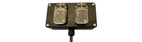 MTI Speaker-Kunststoff-Wallbox schwarz, 4x 2,5 mm², 2x Speakon parallel, IP65-Dichtklappen, 5,0 m