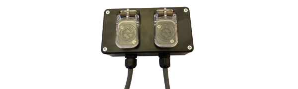 MTI Speaker-Kunststoff-Wallbox schwarz, 2x 4x 2,5 mm², 2x Speakon, IP65-Dichtklappen, 5,0 m