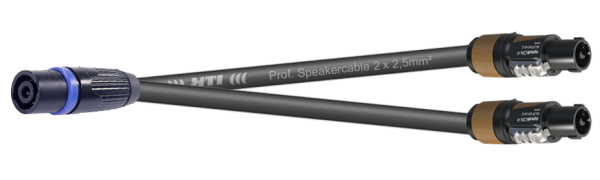 MTI LS-Splitt-Adapter, 2x2x2,5mm², Metall-Speakon fem.4p./2x NL2FX, 2,0 m