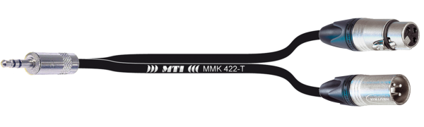 Y-Cable, Neutrik Mini-Kl. 3p./1x XLR-female/ 1x XLR-male 3p., 1,0 m
