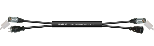 MTI HybridCore, CAT7-RJ45/Schuko-Stecker/-Kupplg. Gummi, 3x 1,5 mm², 20,0 m 