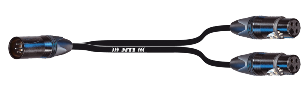 Y-Cable, Neutrik 1x XLR-male 5p./2x XLR-fem. 3p. schwarz, 5,0 m