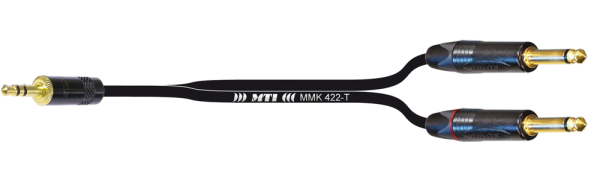 Breakout-Cable, Neutrik Mini-Kl. 3p./2x Klinke 2p., schwarz, Goldkte.1,5 m