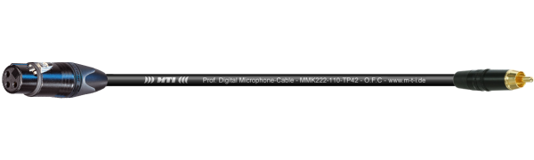 MTI Digital Micro-Cable, XLR-fem.3p./Cinch, schwarz, Goldkte., 3,0 m
