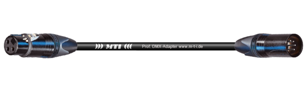 MTI DMX-Adapter, Neutrik XLR-fem. 3p./male 5p., schwarz, 0,2 m