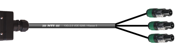 MTI LS-Breakout-Cable 13G-2,5, Kupplgs.-Geh.16E male/3xNL4FX , sw, 1,0 m