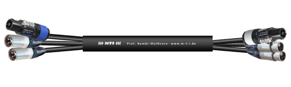 MTI Prof. Kombi-Core, Powercon bl./2x XLR-male auf Powercon grau/2x XLR-fem.