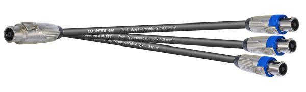 MTI LS-Breakout, 3x2x4,0 mm², Metall-Speakon 8pol. male/3x 4pol. male, 2,0 m