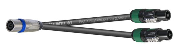 MTI LS-Breakout, 2x 2x 2,5mm², Speakon 1x 4p.fem. Metall/2x 4p.male gebrückt, 0,5 m