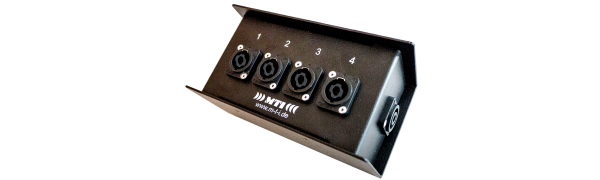 MTI Prof. Speakon LS-Splitbox, 1x NL8 Input/4x NL4 Output, 1x NL8 Linkout, schwarz