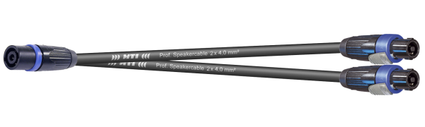 MTI LS-Y-Kanalsplit, 2x 2,5mm², Speakon 4p. fem./2x male, Metall sw., 1,0 m