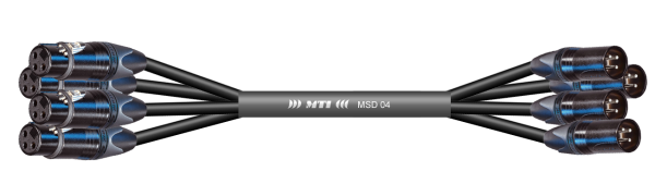 MTI First Class Analog-Loom, XLR-fem./male 3p., schwarz, 4Ch., Gewebe/Dymo 25,0 m