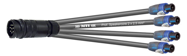 MTI LS-Breakout-Cable, 4x 2x2,5 mm², PACOM 8p.male o.Ü., 4x Speakon 4p., 2,0 m