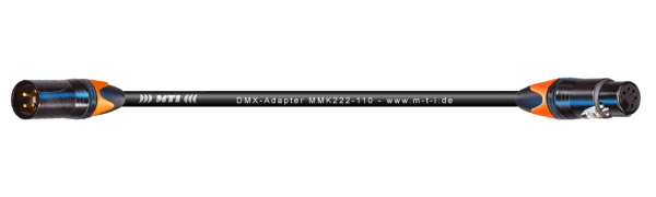 MTI DMX-Adapter, Neutrik XLR-fem. 5p.,male 3p., schwarz, Goldkte. 0,2 m
